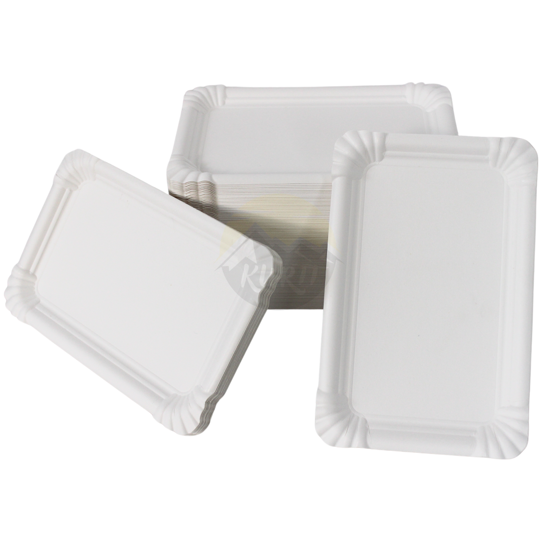 Assiette en papier/plat 13x20 cm blanc - 250 pièces