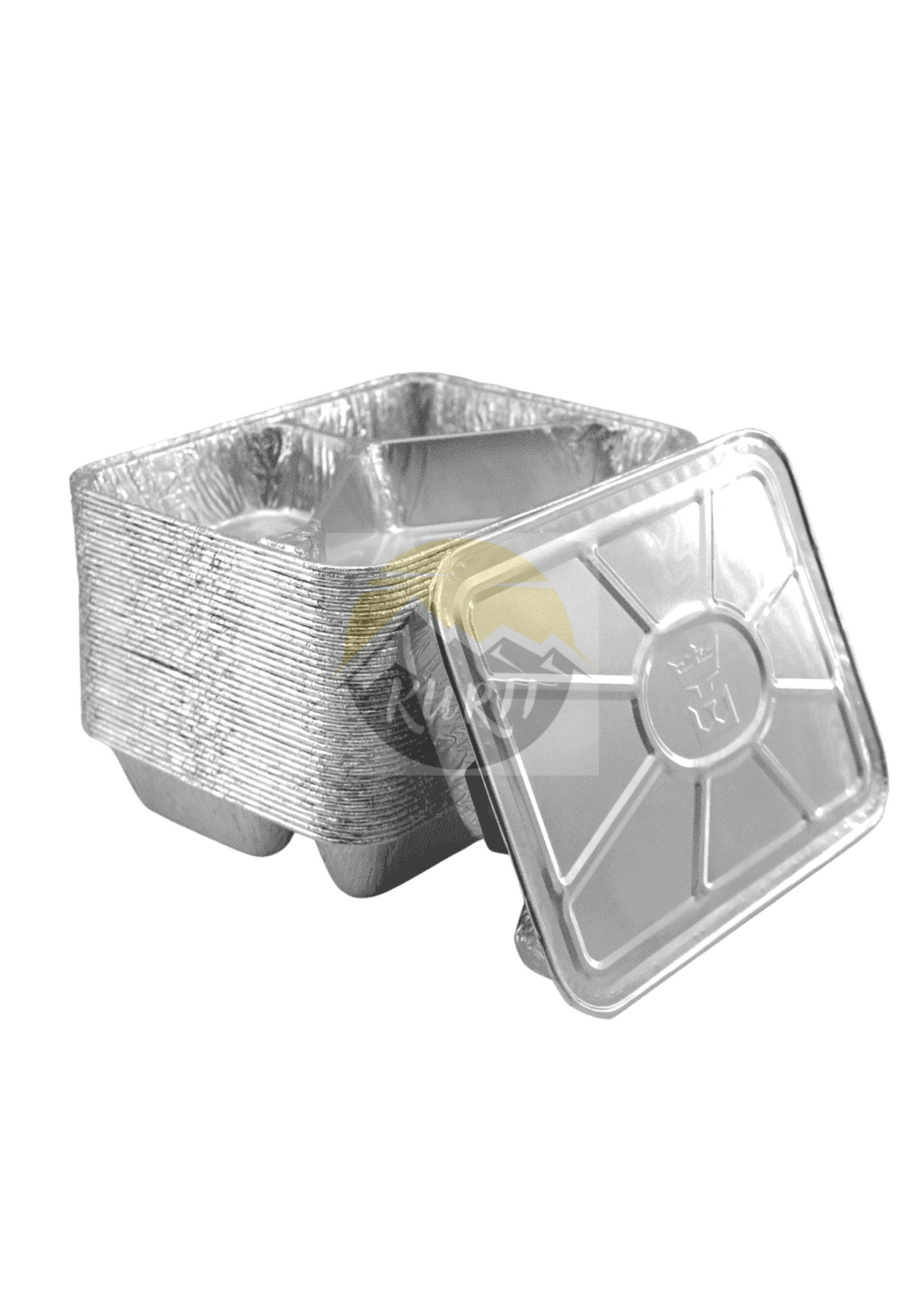 Plateaux en aluminium 960g 3 divisés avec des couvercles en aluminium - 100 pièces