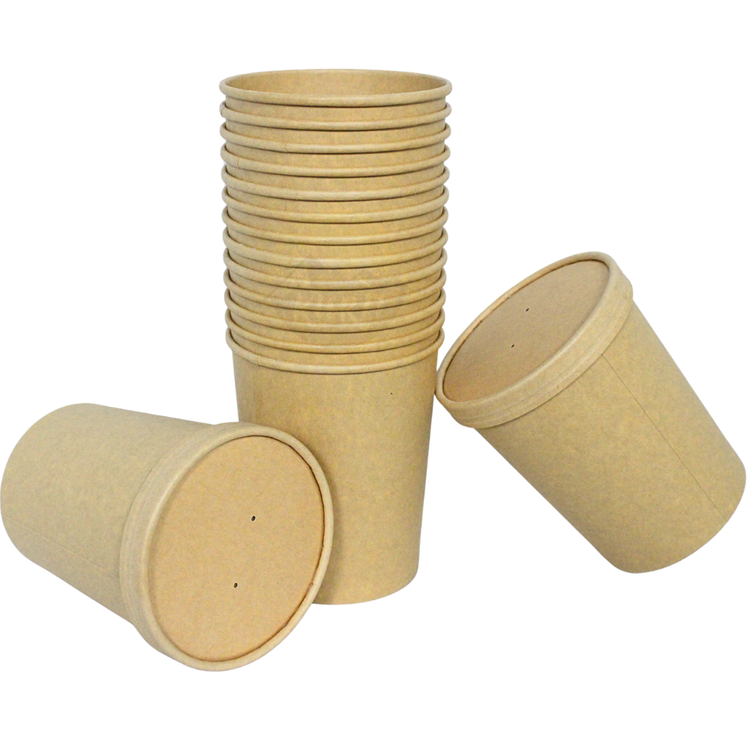 100 stuks - Soepbeker 32 oz KRAFT 950 ml - met deksel