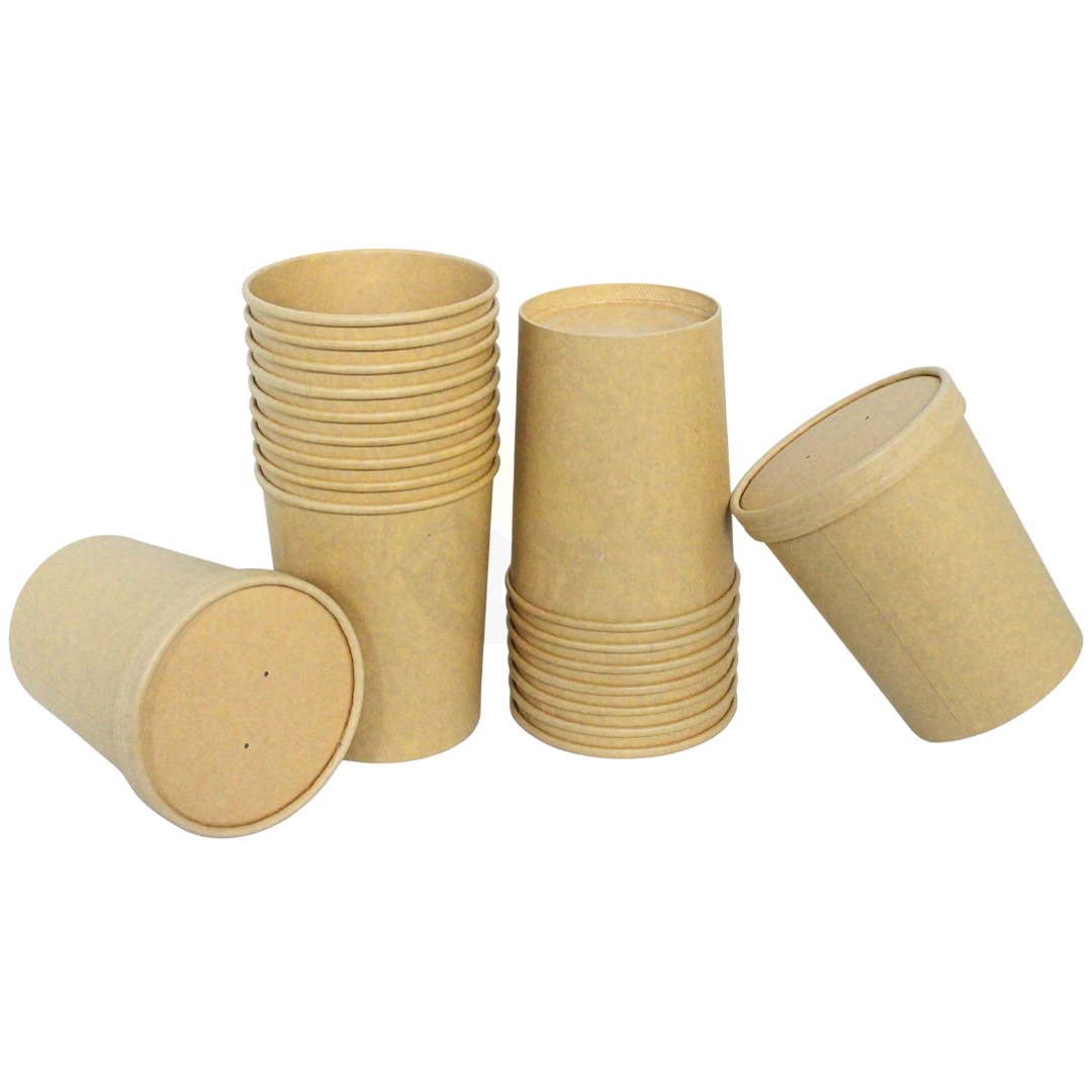 100 stuks - Soepbeker 32 oz KRAFT 950 ml - met deksel