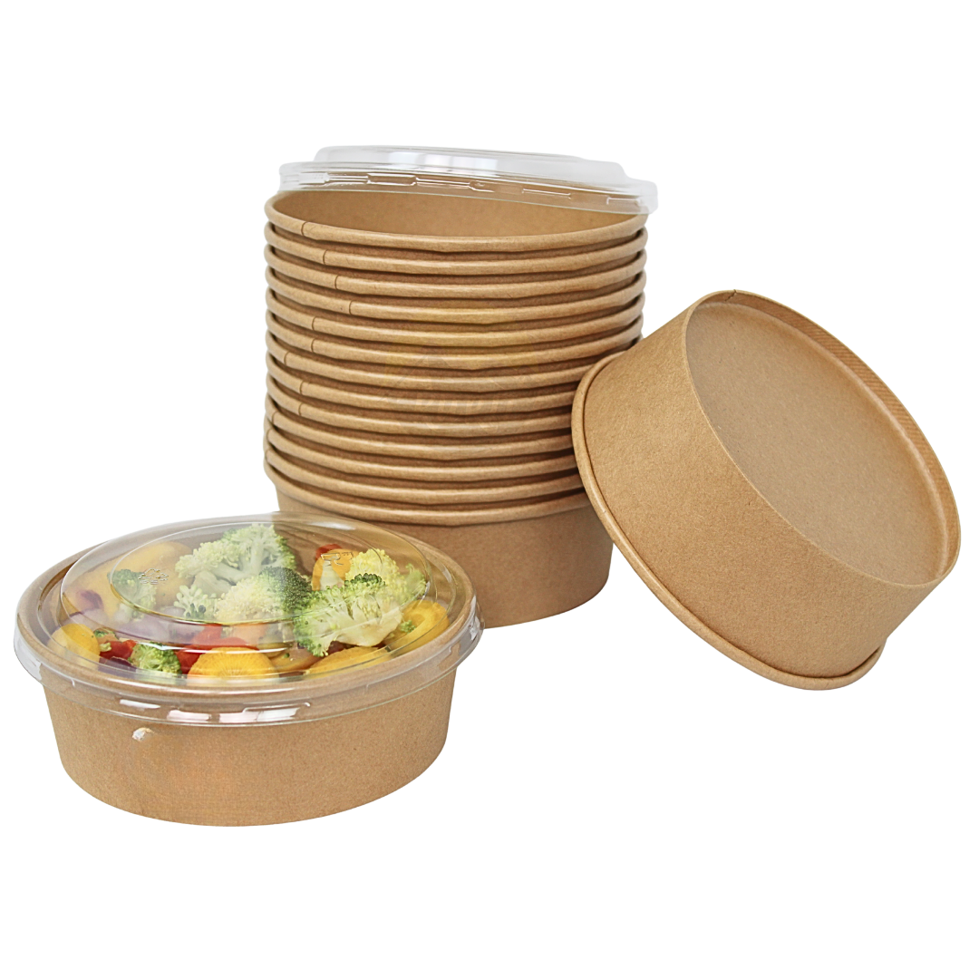 Cardboard salad bowls with RPET lids 500 ml - 150 pieces