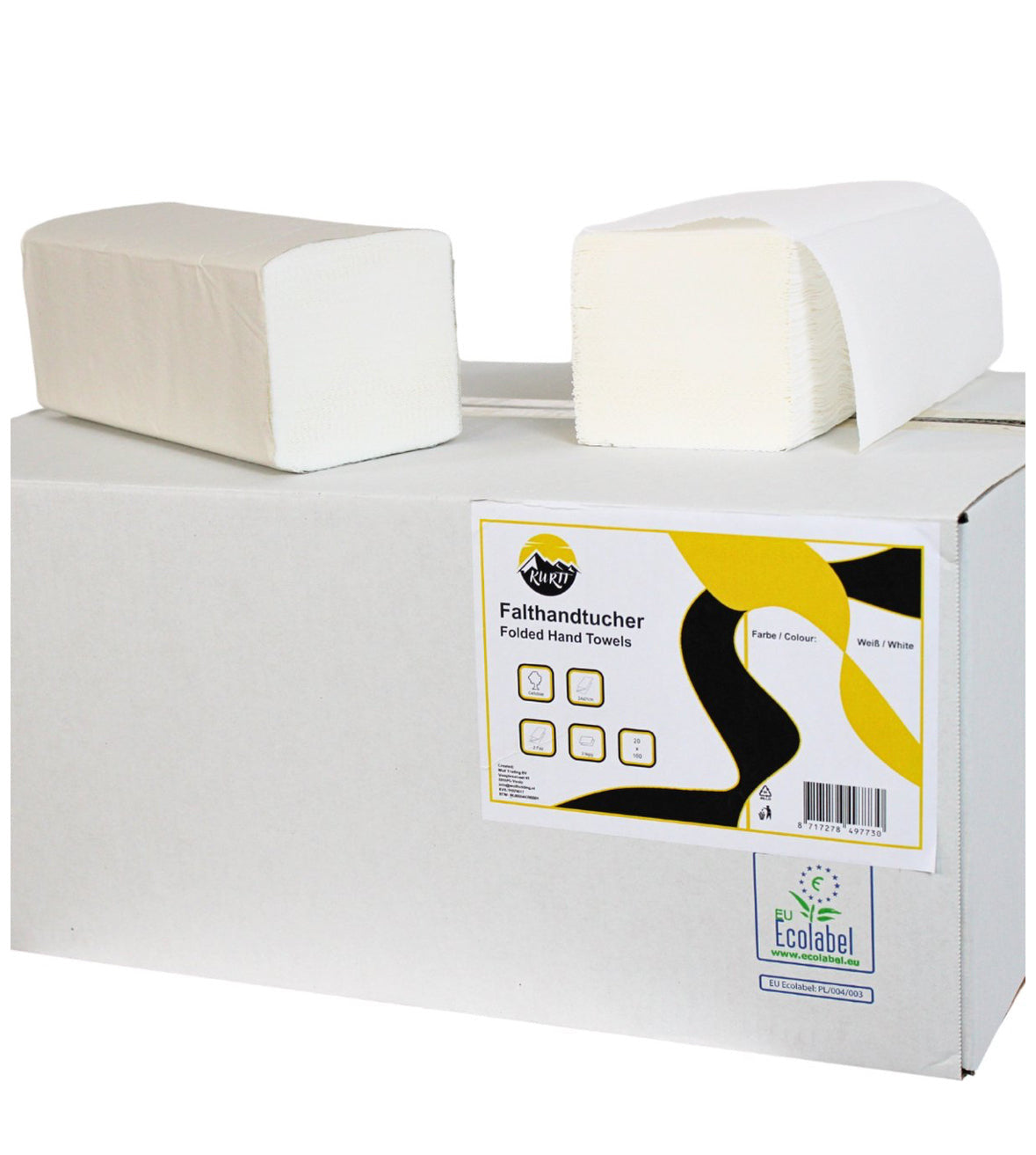 1000 Papieren handdoekjes, wit 2-laags 24 x 21 cm Z-vouw ( 5 x 200 vellen)