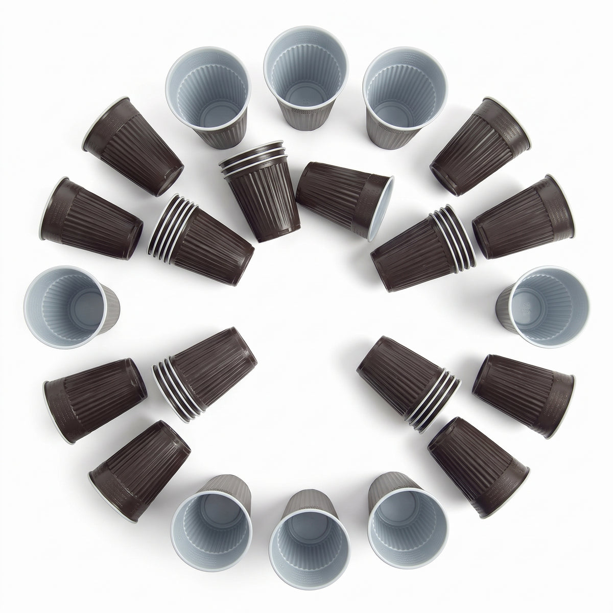 Thermobekers 180 ml – bruin/wit, Ø 70 mm – wegwerp koffiebekers (PS) – 500, 1.000 of 3.000 stuks