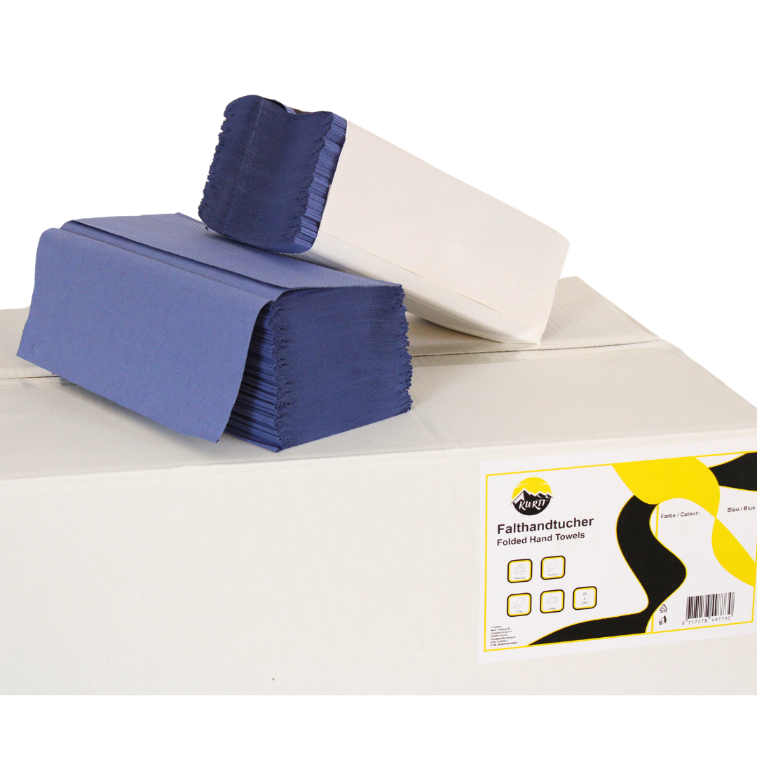 Serviettes en papier bleu 2 -yer 23 x 25 cm - 5 000 feuilles