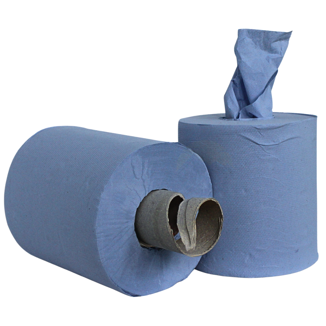 KURTT (2laags) 6 x 150 meter Poetspapier blauw, poetsrollen dispenser geschikt