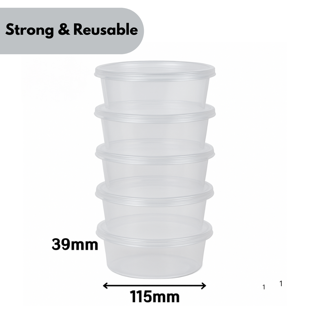 Microwave containers with lids Transparent 250ML ROUND - 50 pieces