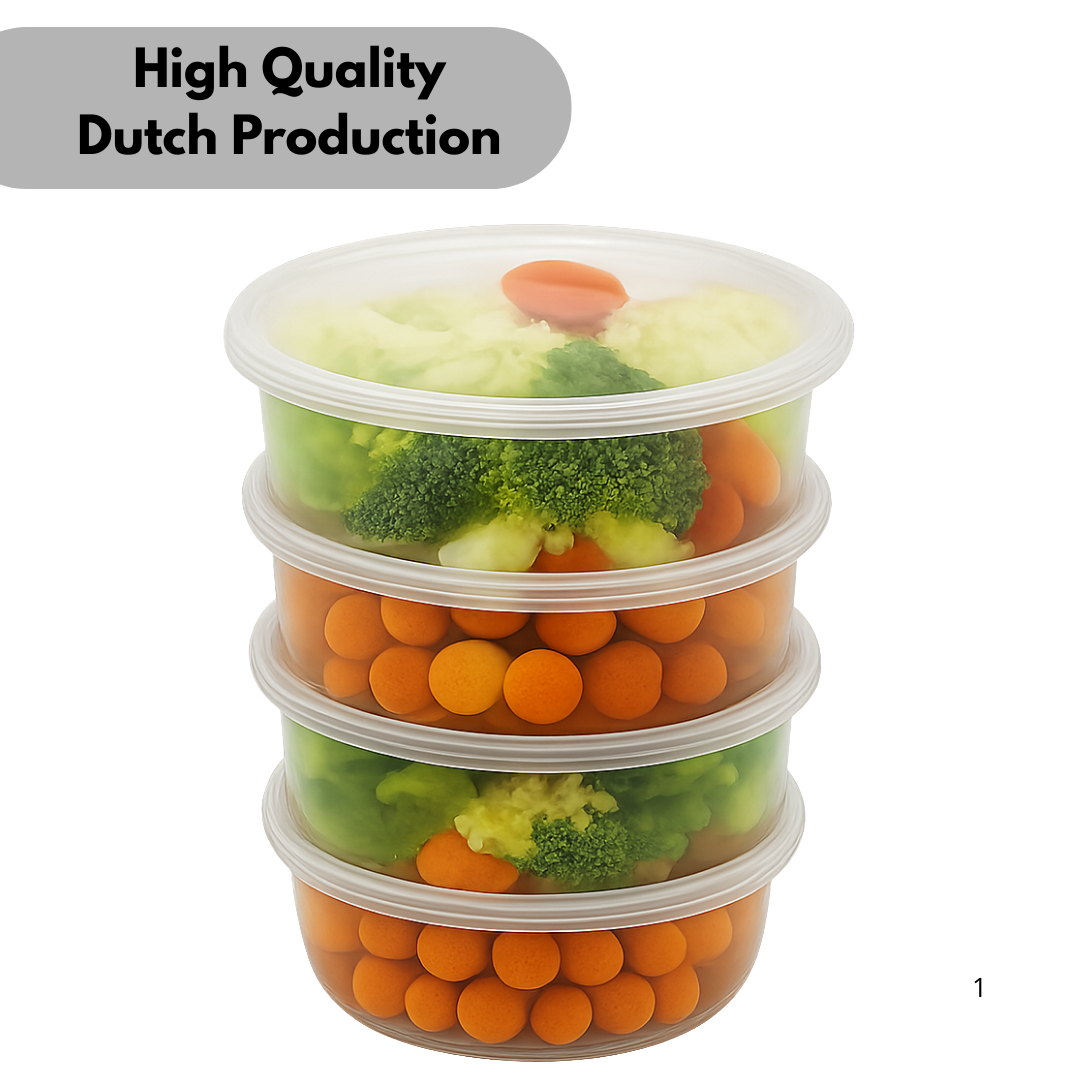 Microwave containers with lids Transparent 250ML ROUND - 50 pieces