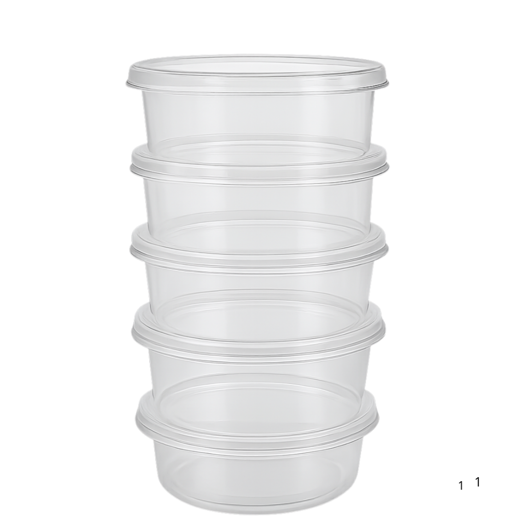 Microwave containers with lids Transparent 250ML ROUND - 50 pieces
