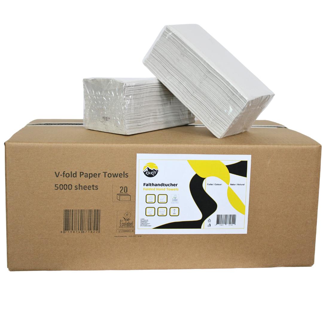 10,000 sheets gray, Paper towels 2-ply, 22 x 23 cm, Z-fold paper towels 2-ply, paper towels