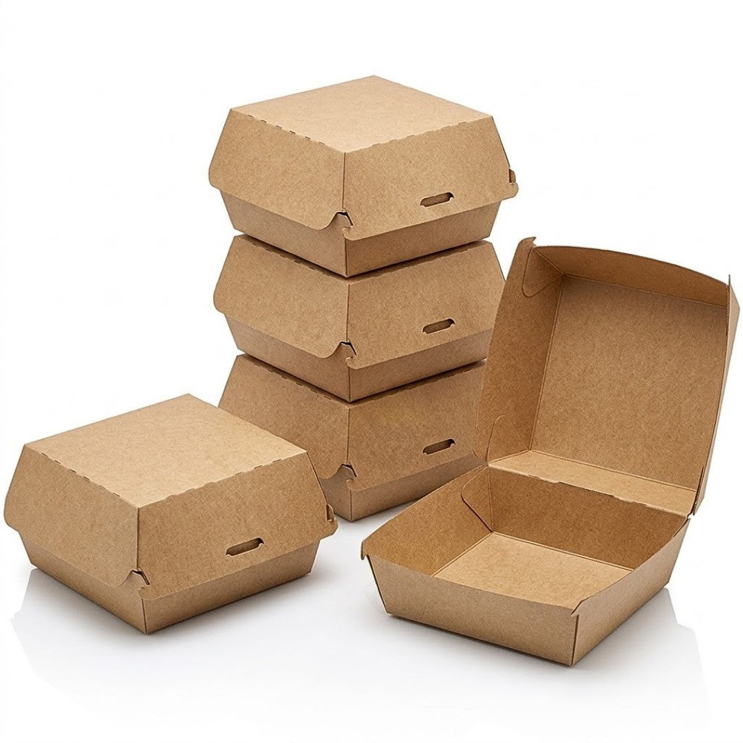 Hamburgerdoos kraft 17,5 x 16 x 4,5cm - 100 stuks