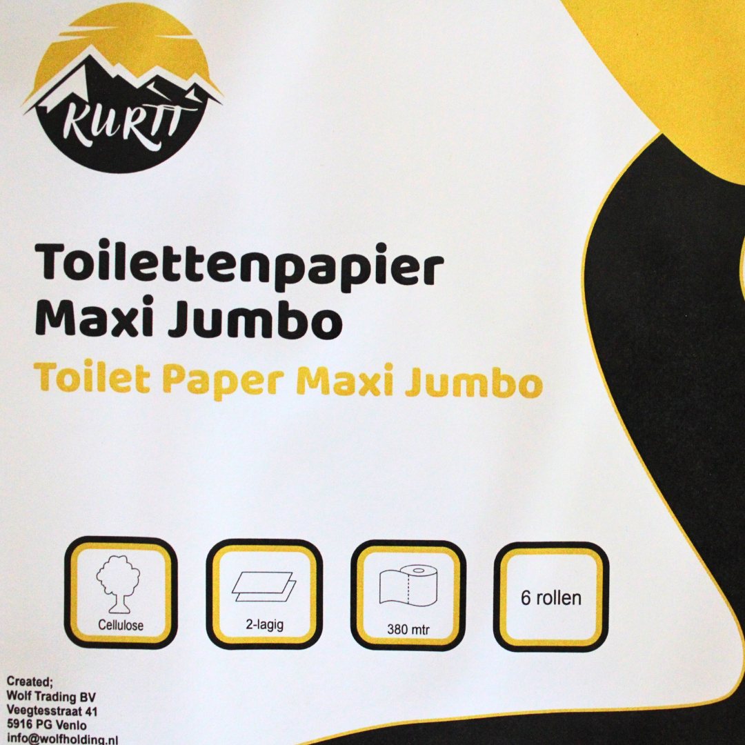 Papier toilette maxi jumbo 380m, env. 1000 draps, papier toilette 6 grands rouleaux cellulose 2 couches adaptés aux distributeurs.