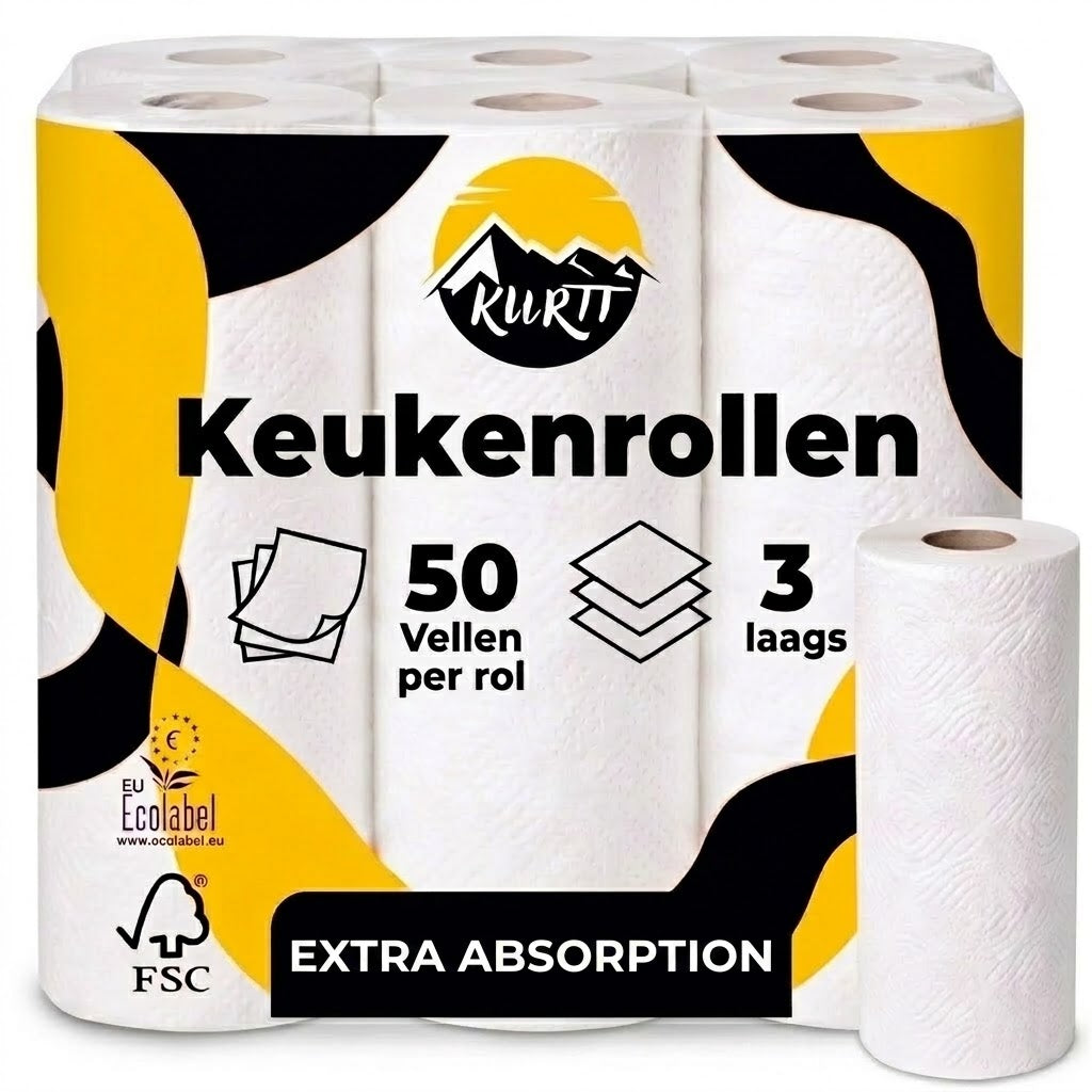 Keukenrollen 3-Laags 32, 64 of 96 Rollen – 50 Vellen per Rol – Keukenpapier Voordeelverpakking
