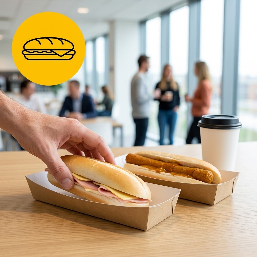 Kraft snackbakje A18 gevuld met een snack