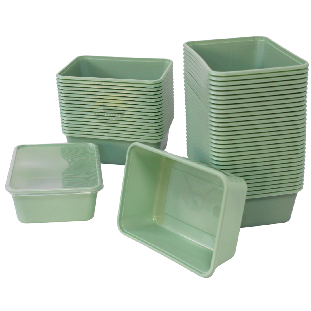 Magnetronbakjes met deksels Groen 750ML - 50 stuks