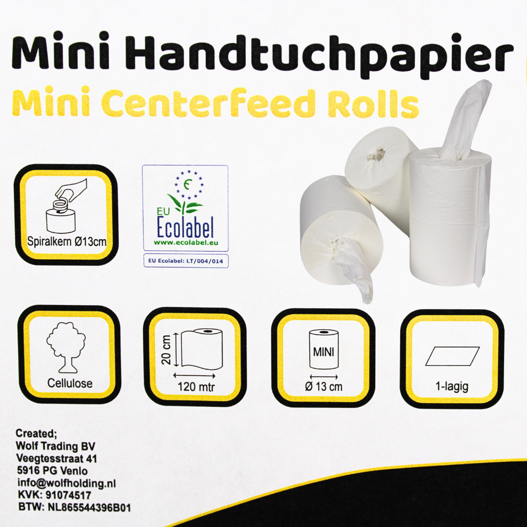 12 mini-rouleau de nettoyage 120 m sans tube - 1 à couche perforée