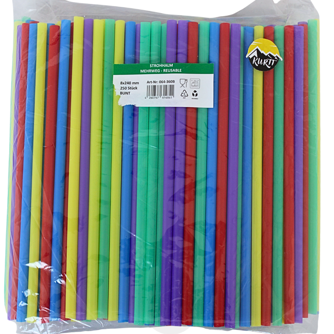 Rietjes Multicolor PP Plastic - 250 stuks Herbruikbaar