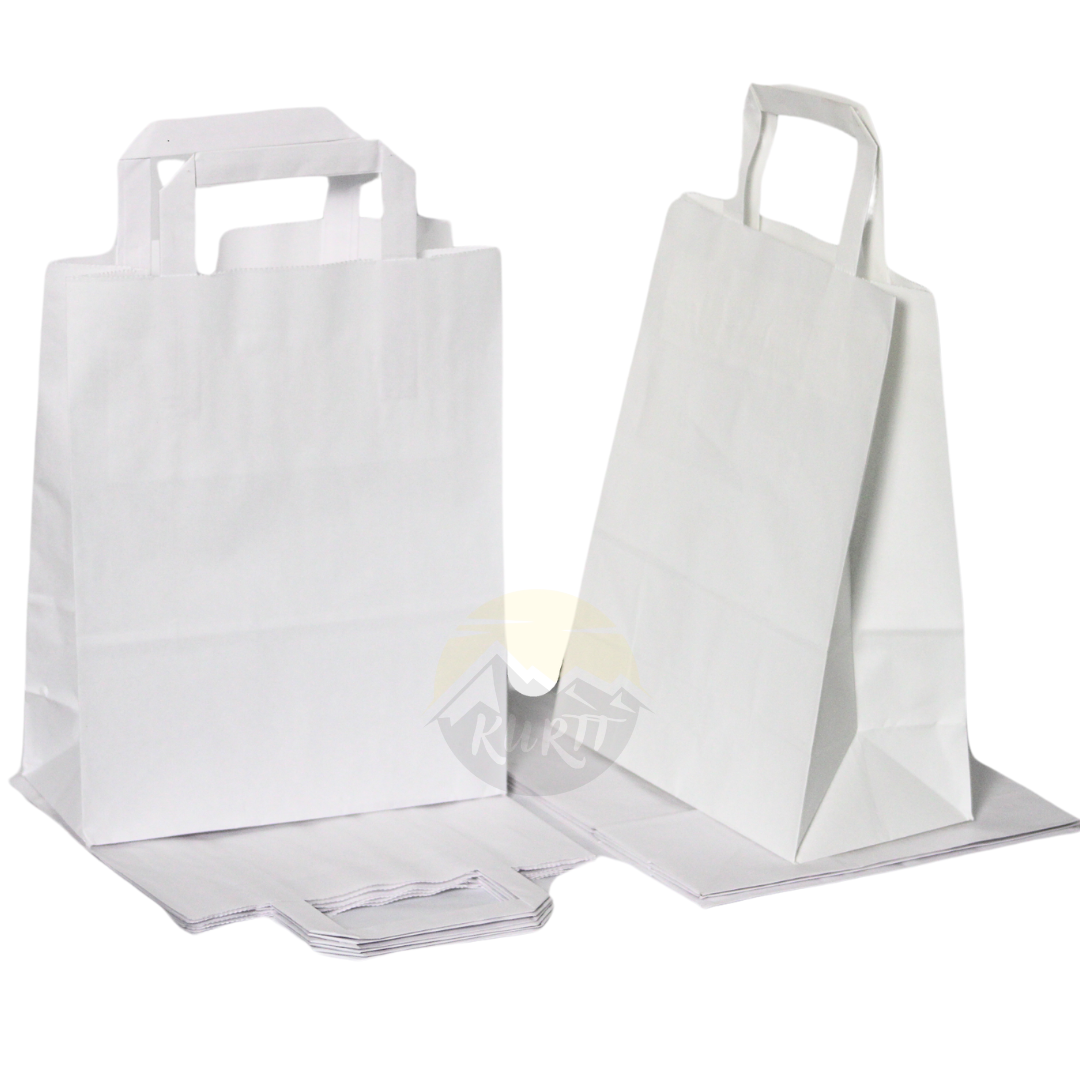 Paper carrier bag white 22 + 10 x 28 cm - 50 pieces