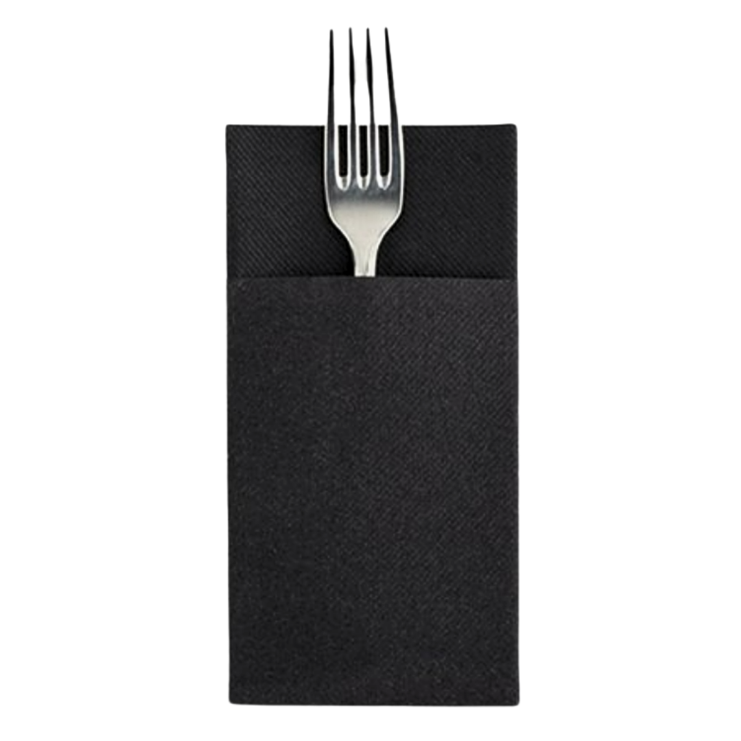 Cutlery napkin 1/8 airlaid 1L Black 40x40 cm - 75 pieces