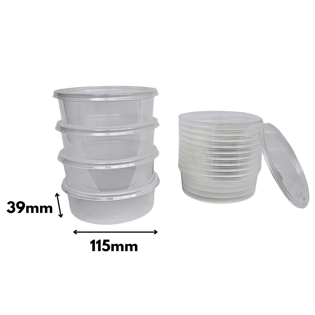 Plateaux à micro-ondes avec couvercles transparents 250 ml à rond - 50 pièces