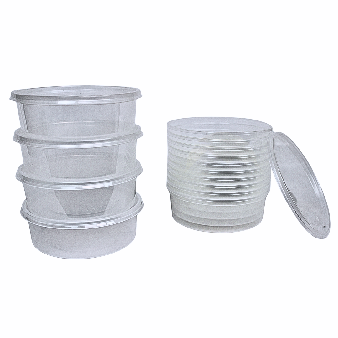Microwave containers with lids Transparent 250ML ROUND - 50 pieces