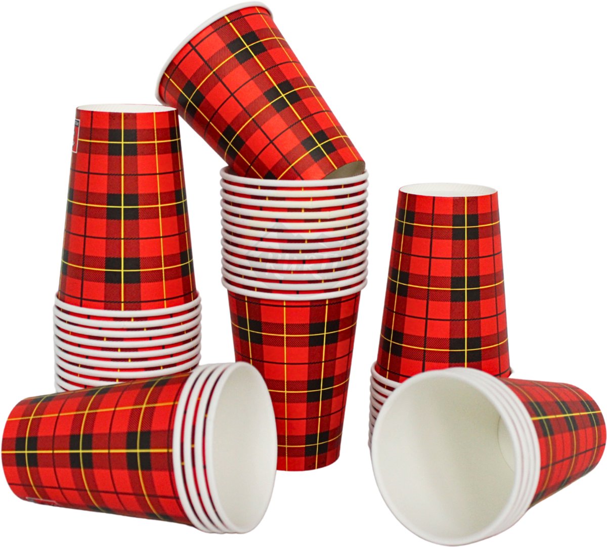 2500x Koffiebekers Schotse ruit 180ml 7,5 oz