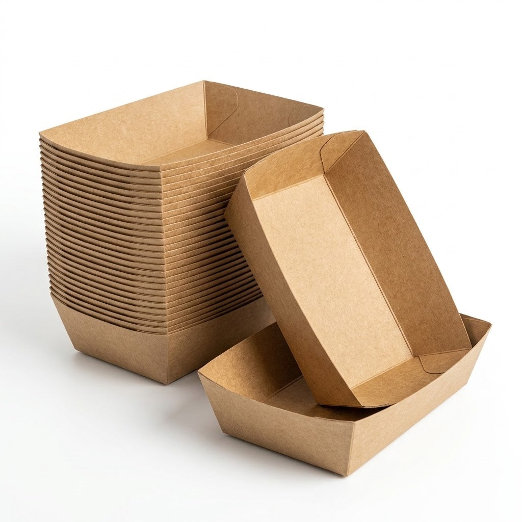 Kraft snackbakjes vetvrij – kraftpapier frietbakjes wegwerp 7 maten | A7 t/m A50 | 50/100/500 stuks