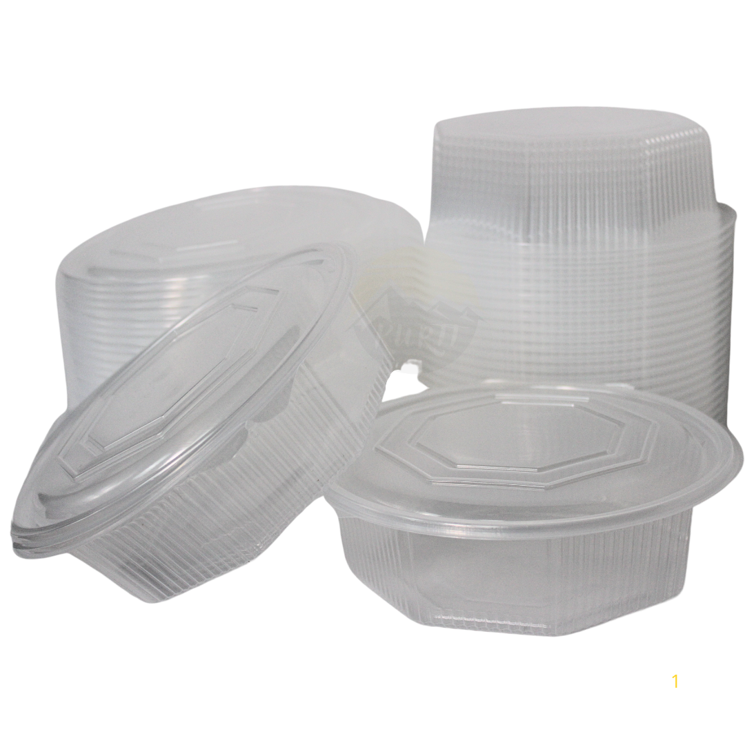 PP Salade bakje Transparant 8-hoekig 1500ml - 25 stuks