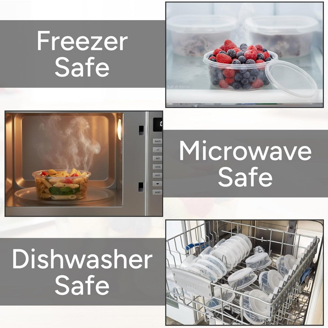 Microwave containers with lids Transparent 250ML ROUND - 50 pieces