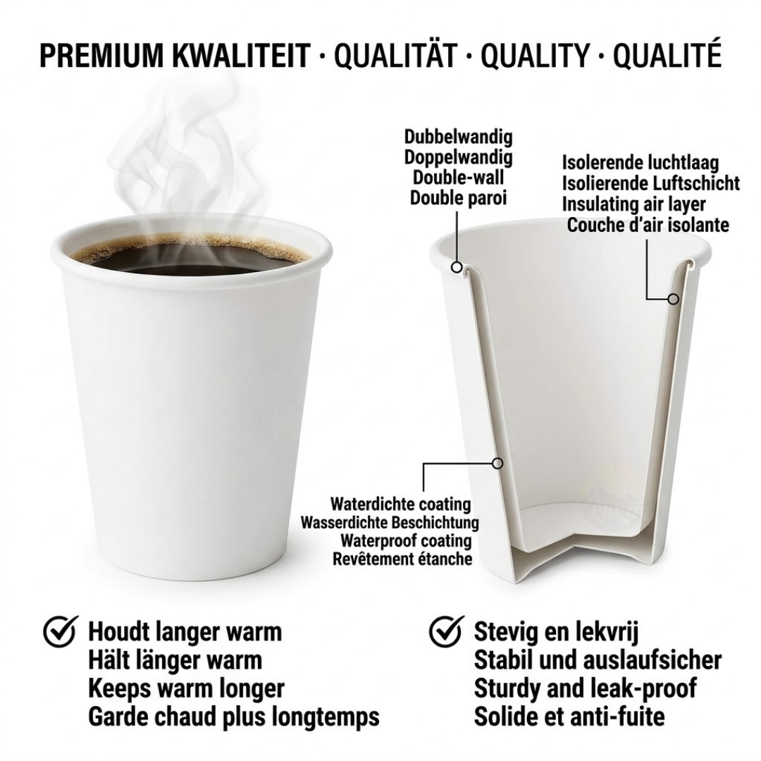 Koffiebekers wit 300ml 12 oz - 1000 stuks incl. SUP