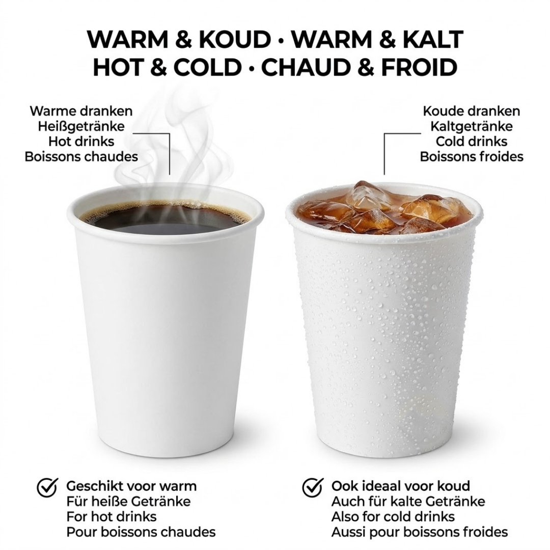Koffiebekers wit 300ml 12 oz - 1000 stuks incl. SUP