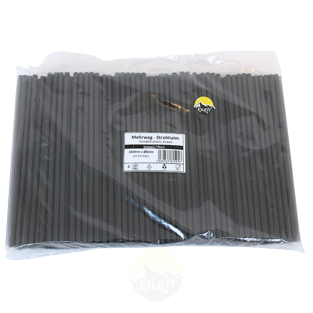 Rietjes Zwart PP plastic - 250 stuks Herbruikbaar