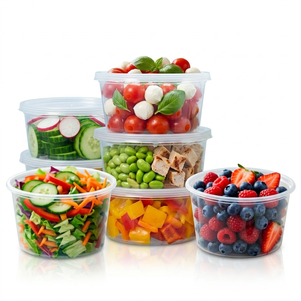 Plastic potjes 350ml transparant met deksel – 50 stuks | BPA-vrij