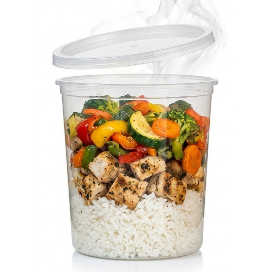 Plastic potjes 1000ml transparant met deksel – 100 stuks | Vershoudbakjes Magnetronbestendig