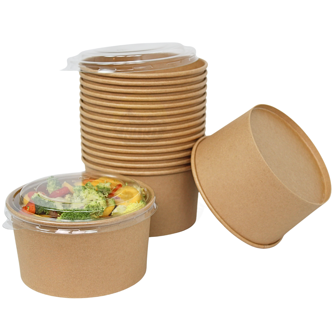 Cardboard salad bowls with RPET lids 1000 ml - 150 pieces