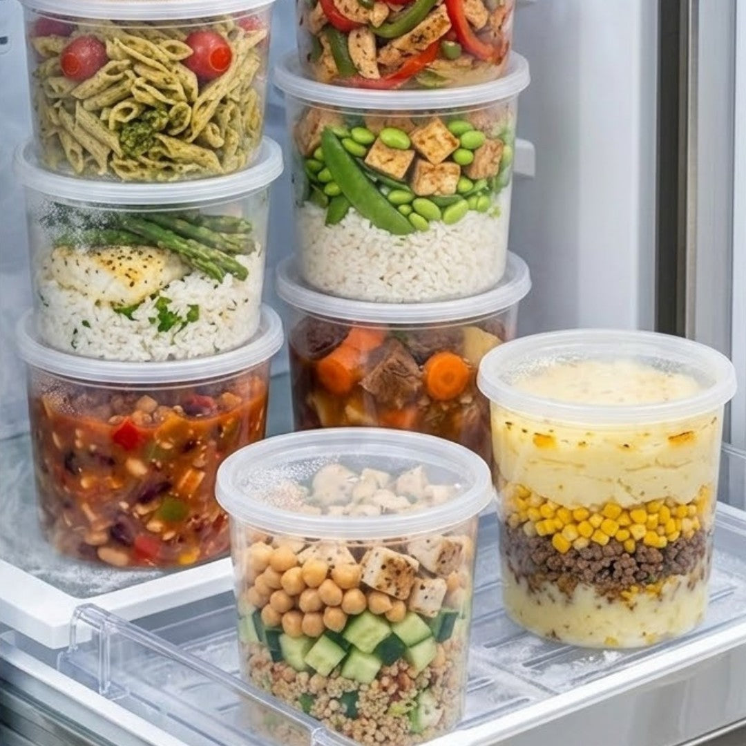 Plastic potjes 1000ml transparant met deksel – 100 stuks | Vershoudbakjes Magnetronbestendig
