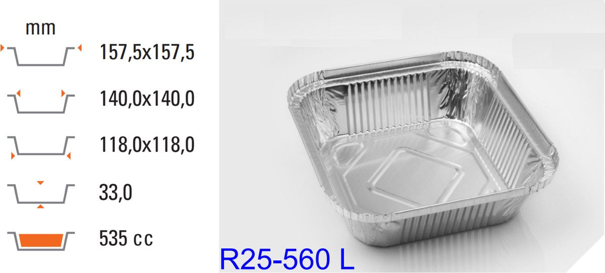 Aluminiumbakje 560 L met deksels - 100 stuks