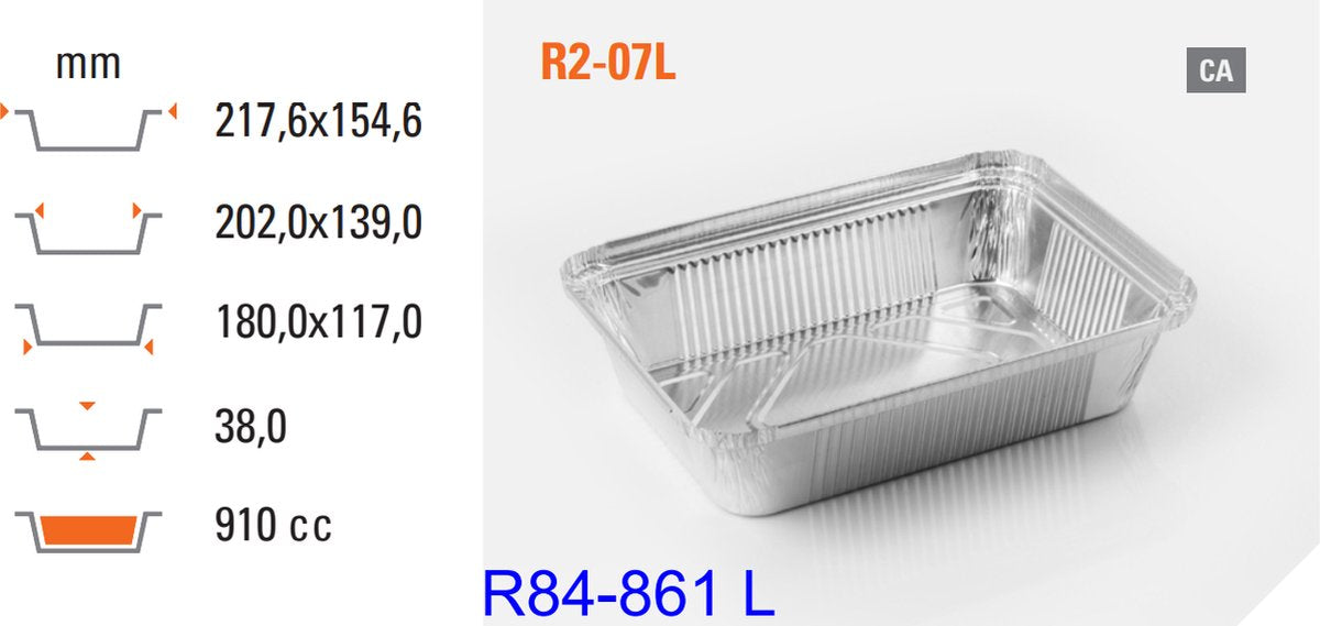 Aluminum container 861 L with lids - 100 pieces