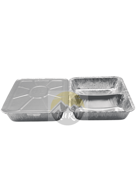 Aluminum containers 1020L 2-divided with aluminum lids - 100 pieces