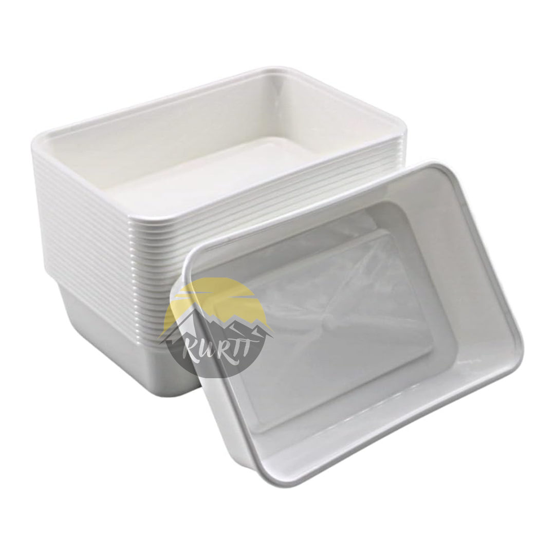 Microwave containers with lid white 750ML - 100 pieces