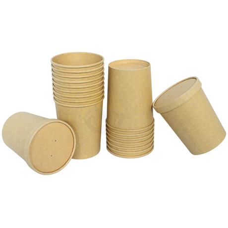100 stuks - Soepbeker 32 oz KRAFT 950 ml - met deksel