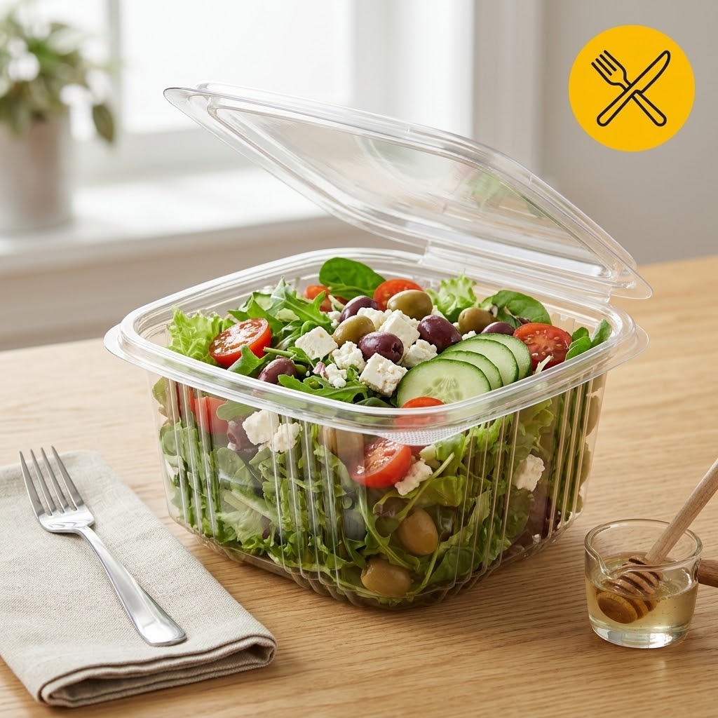 Saladebakjes 375ml Transparant – 500 Stuks met vaste Deksel | Sausbakjes