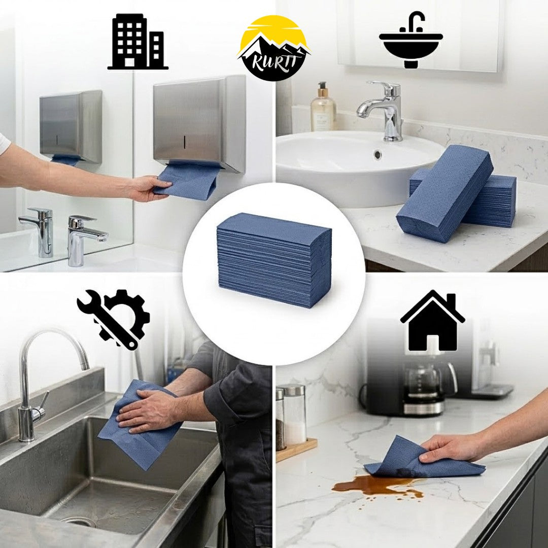 Papieren Handdoekjes ZZ-Vouw 2-laags Blauw – 5000 vellen