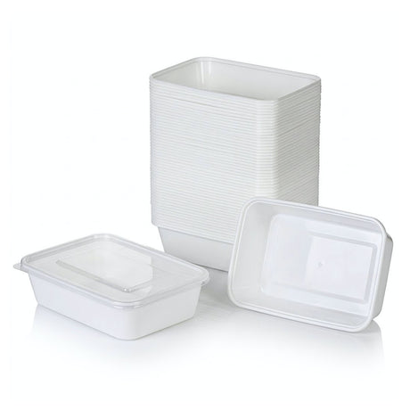 Magnetronbakjes met deksel - meal prep bakjes - stevig en flexibel - vershoudbakjes - wit