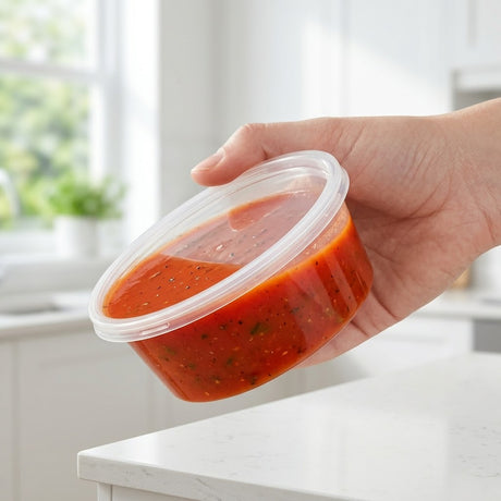 Plastic potjes 250ml rond transparant met deksel – 50 stuks | Magnetronbestendig