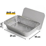 Aluminium Bakjes met Deksel 100 Stuks - (845L) Aluminium Ovenschalen wegwerp