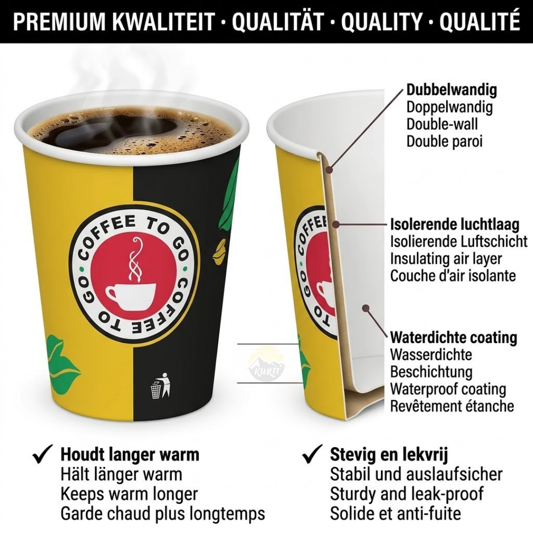 Koffiebekers 200ml Karton to go – goud Wegwerpbekers incl sup