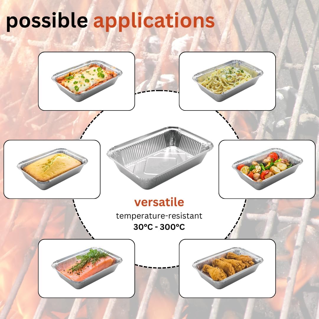 100x Aluminium Bakjes inclusief deksel (911L) - ovenschalen van hoge kwaliteit, Geschikt voor Oven en Airfryer. kapsalon of Griekse gerechten.