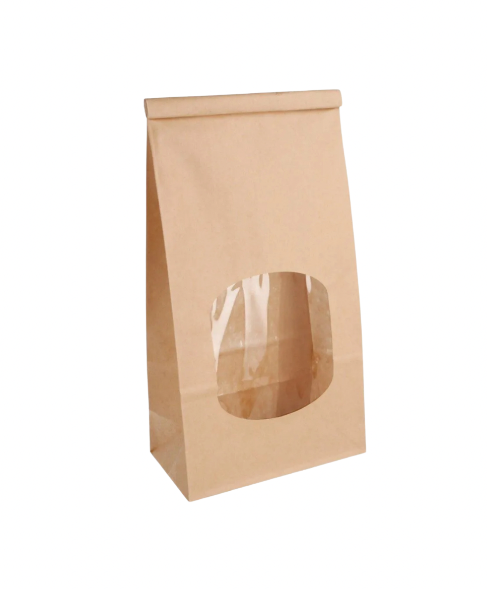 Block bottom window bag with closure S - 20 pieces