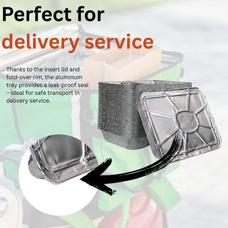 100x Récipients en aluminium 1020L 2 compartiments - avec couvercles en aluminium - plats à four incassables de haute qualité