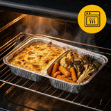 Aluminium Bakjes 2-Vaks met Deksel 100 Stuks – Menuschaal Take Away, Catering